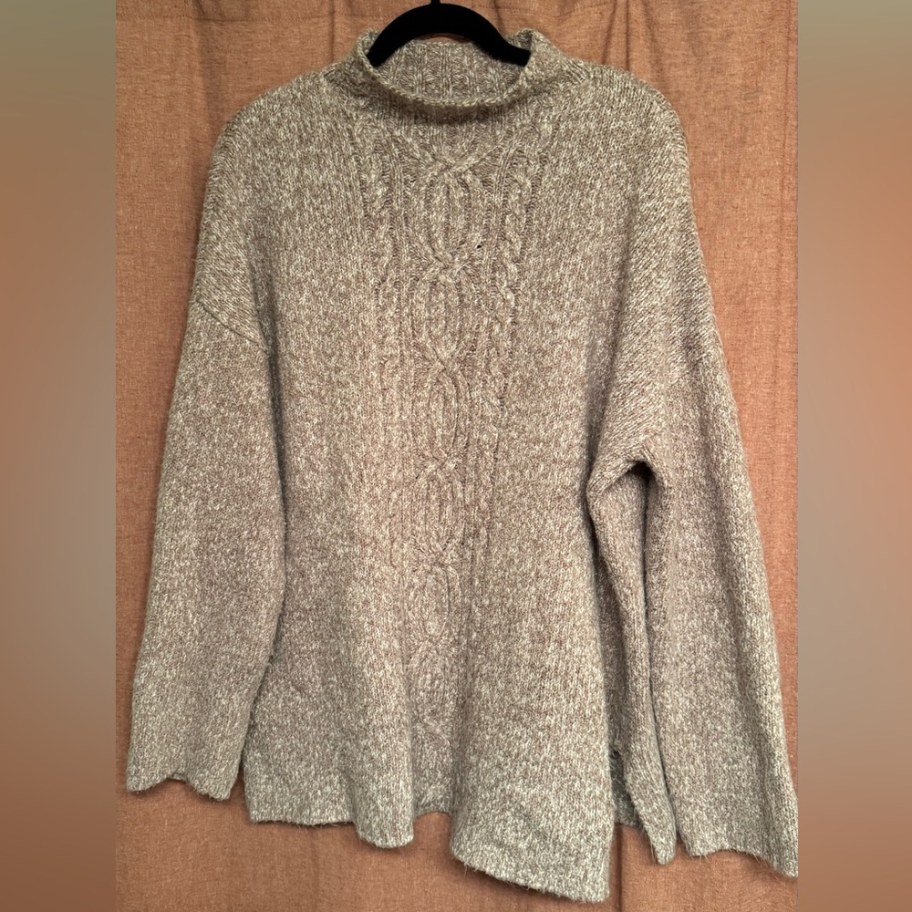 Cozy Tan Cable Knit Sweater